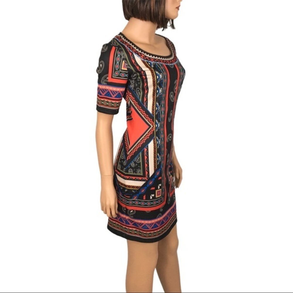 Jealous Tomato Geometric Paisley Dress Red Black Woman’s M Colorful Graphic - Picture 3 of 13